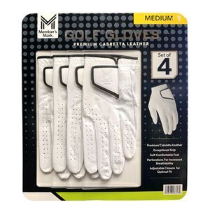 Member's Mark Premium Cabretta Leather Golf Gloves, Set of 4 Left Hand Gloves